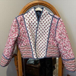 Mango Floral Quilted Women's Jacket - Pink and Blue